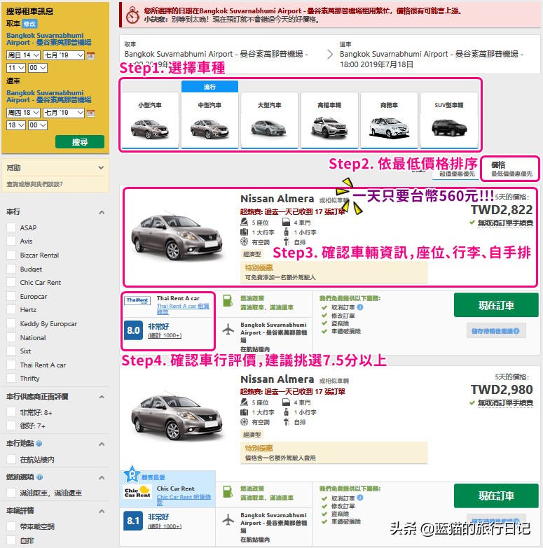 泰国租车自驾曼谷到芭提雅全攻略,清迈租车带司机多少钱一天