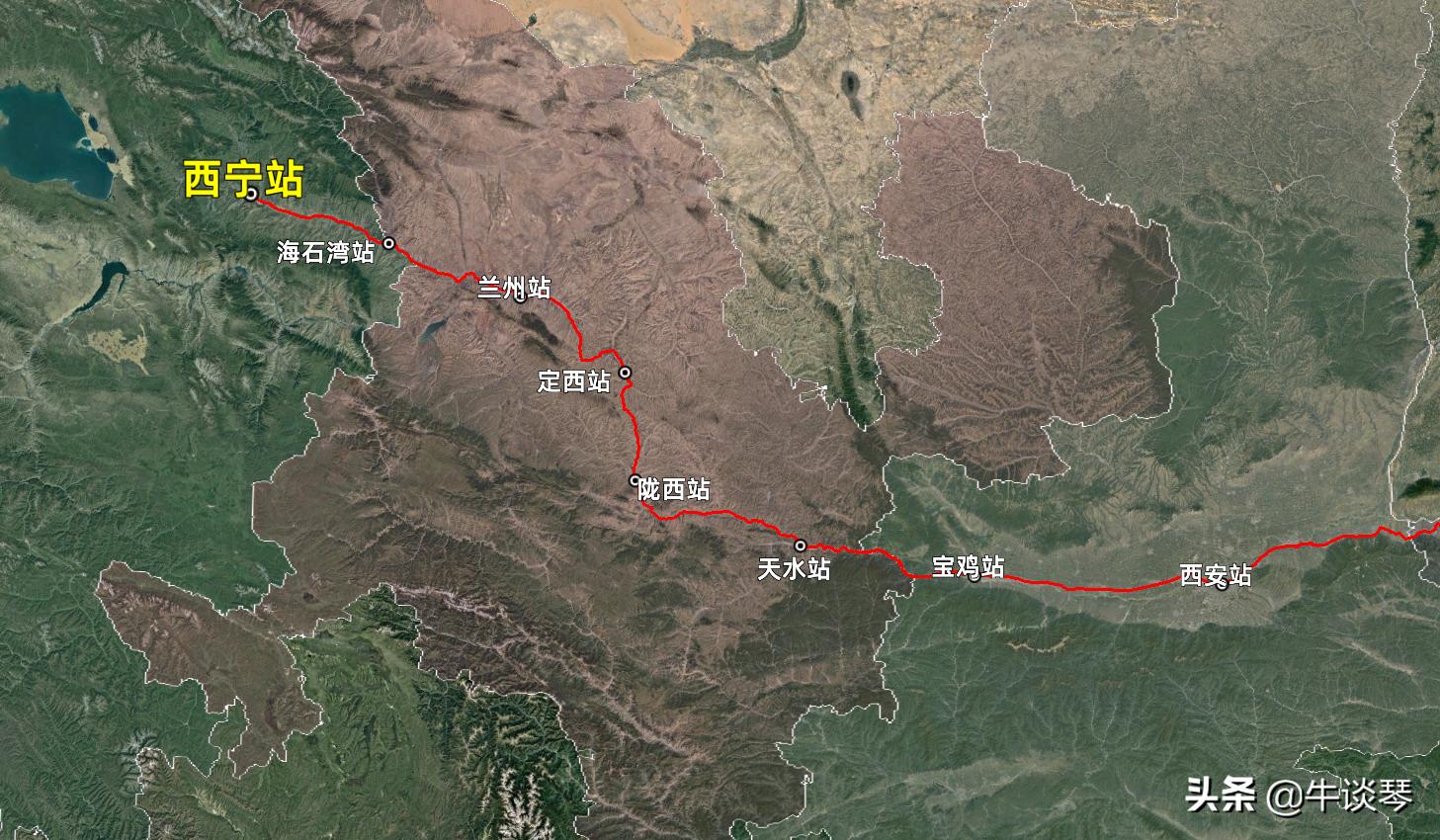 Z272次列车运行线路图：山东青岛开往青海西宁，全程2464公里