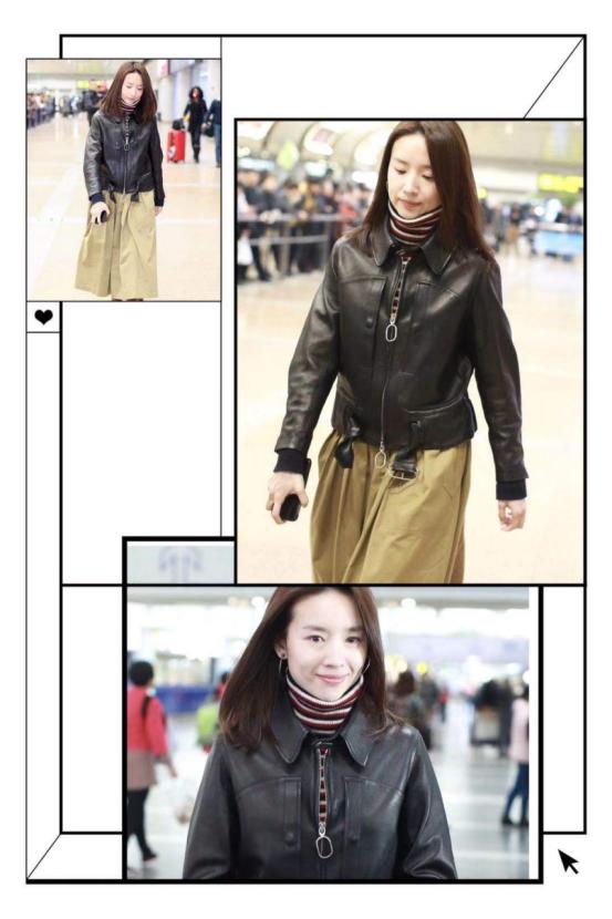 董洁皮毛一体外套,董洁蓝色光滑亮丽的外套