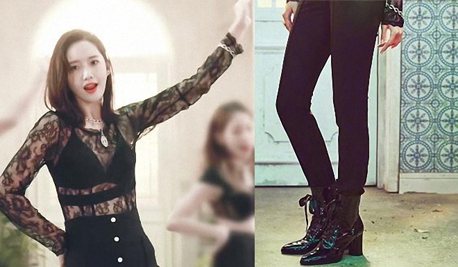 林允儿黑色吊带裙,林允儿黑色抹胸深v礼服