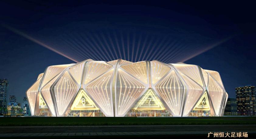 恒大灯光效果,恒大新足球场灯