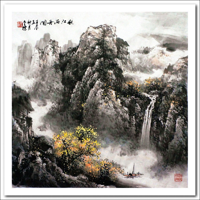 溪山山水画作品,郭金标高清山水画
