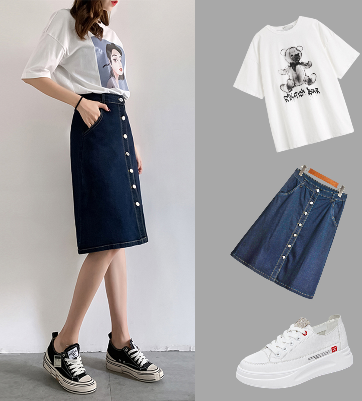 一分钟就可以学会的牛仔裙穿搭！秒变“夏日潮女”