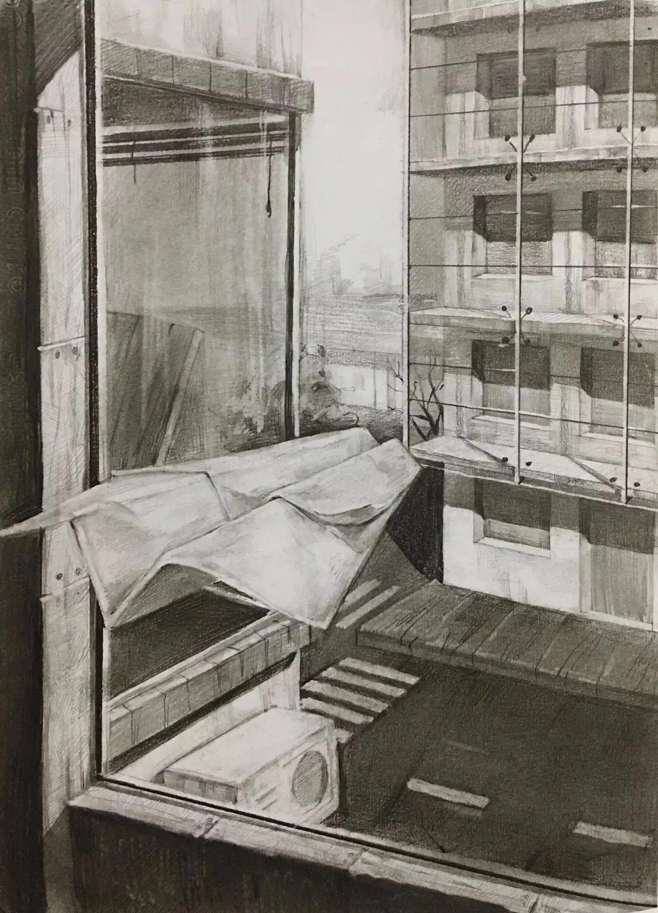 清华校考场景素描高分卷,清华素描场景高分卷技法