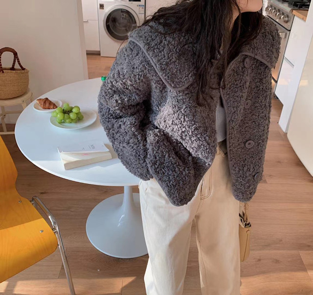 70后洋气羊羔毛外套,洋气羊羔毛外套