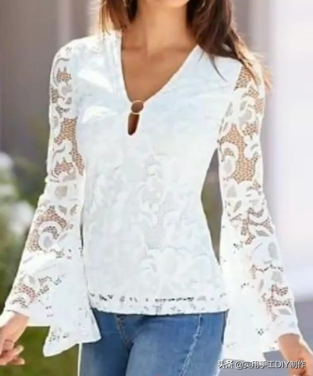 棉麻蕾丝边衬衫,布艺镂空衬衫