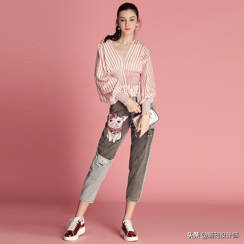 miuco收腰钉珠t恤,miuco个性拼接t恤