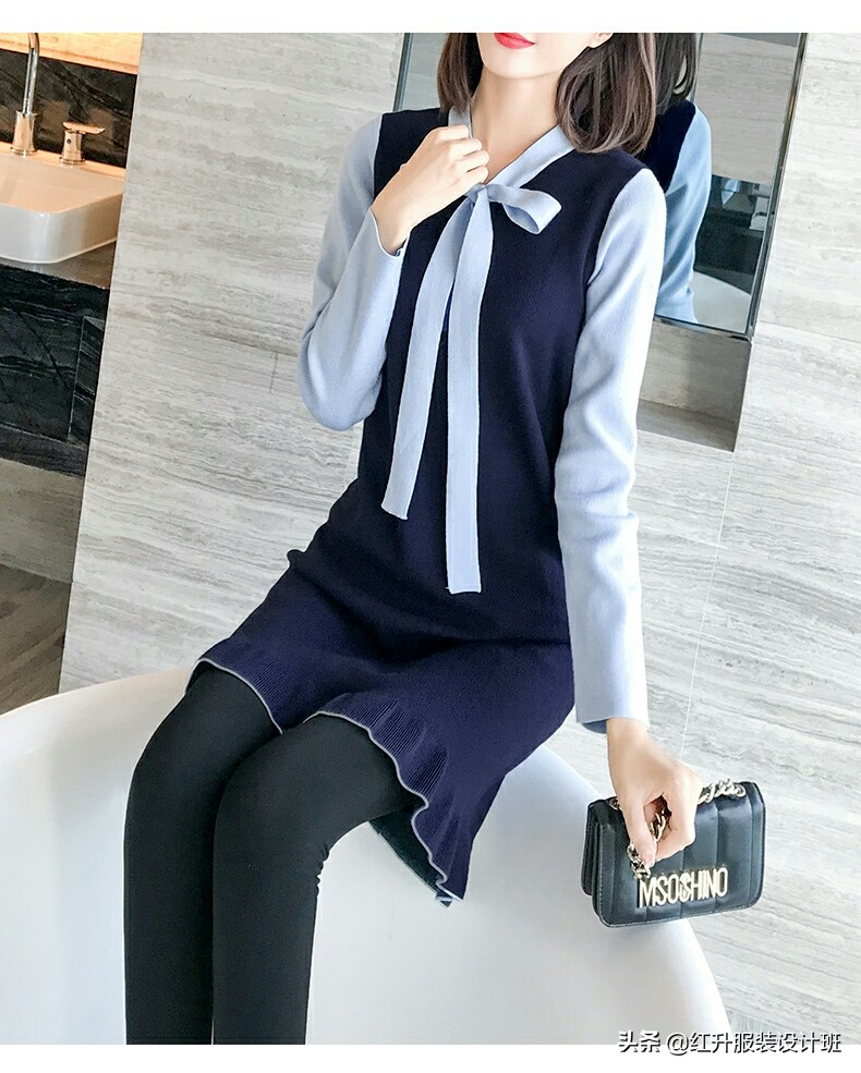 长袖针织连衣裙扭结裁剪纸样大全,圆领连衣裙的裁剪视频教程