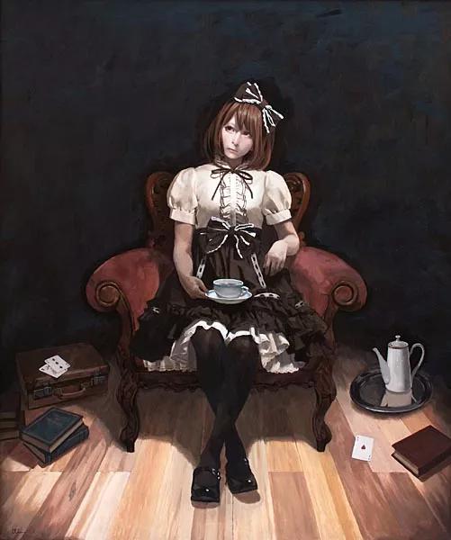 油画日系动漫,油画里的唯美少女