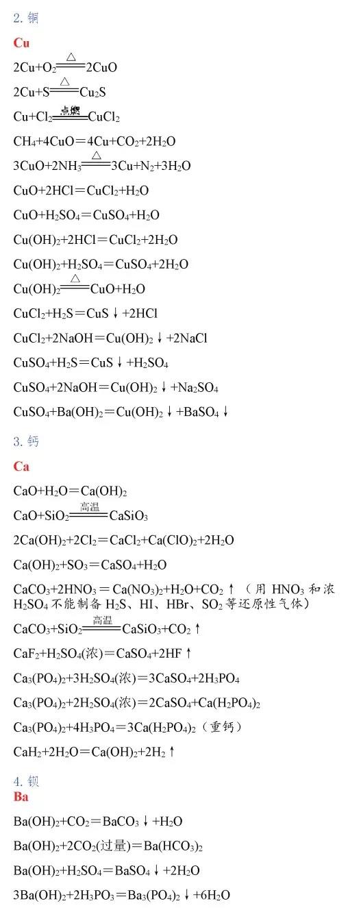 高中化学方程式大全完整版,高中要求掌握的化学方程式