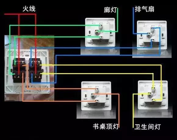 国际电工最新一开五孔开关接线图,单相电动机倒顺开关正反转接线图