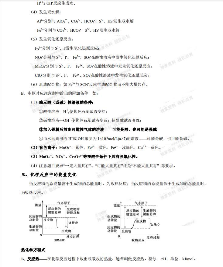 高中化学考前复习五大篇（117页）三年知识一目了然