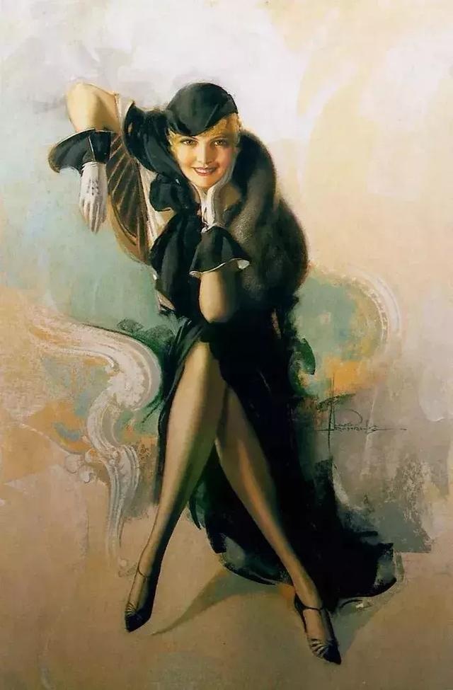 色粉画人物欧美姑娘经典,美国画家笔下美女