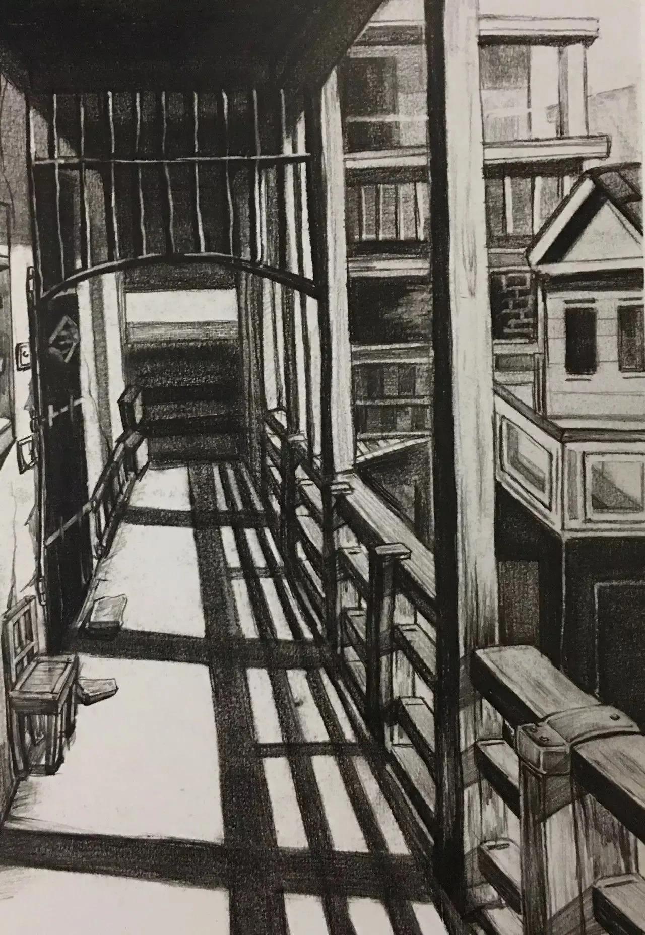 清华校考场景素描高分卷,清华素描场景高分卷技法