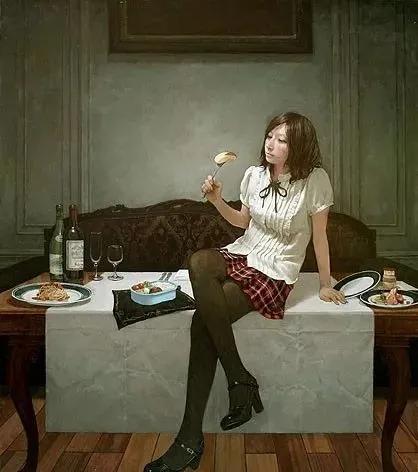 油画日系动漫,油画里的唯美少女