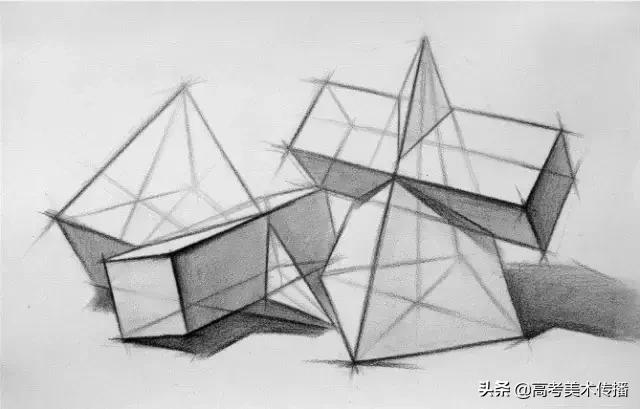 素描静物几何石膏组合图片,初学者素描入门石膏