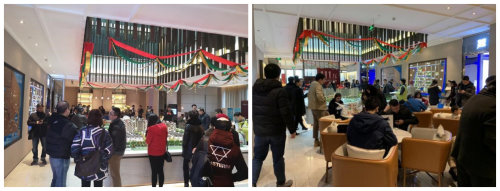 下雨也挡不住顾客们进店,下雨也阻挡不住客户看房的热情