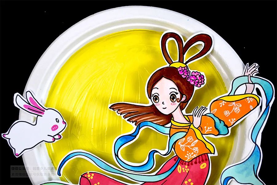 但愿人长久简笔画,千里共婵娟儿童画