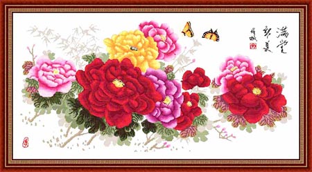 家庭温馨十字绣,十字绣老年人绣的