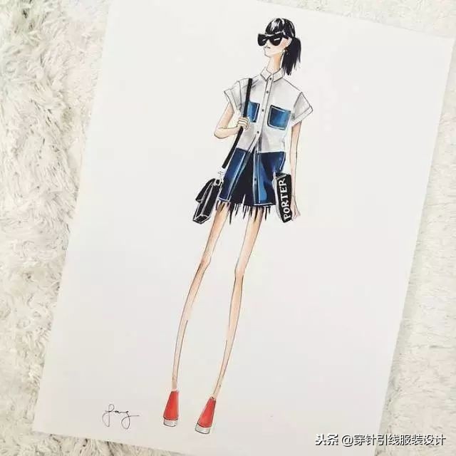 超好看的衣服手绘,服装琴瑟主题手绘效果图