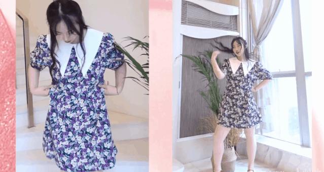 张大奕和雪梨小雏菊碎花裙,网红店铺张大奕
