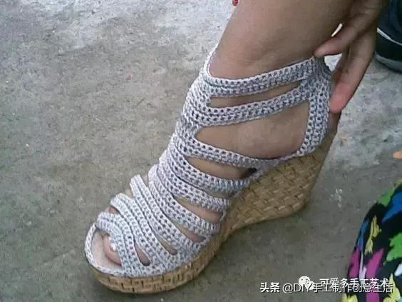 旧鞋底改造钩针鞋教程,手工钩鞋教程春夏季椰子鞋