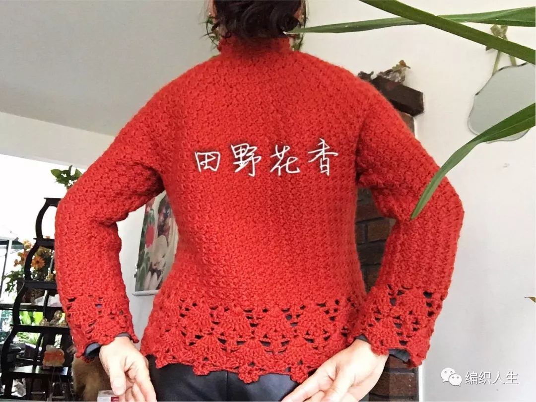 秋韵上衣钩针图解,开襟毛衣的钩针教程