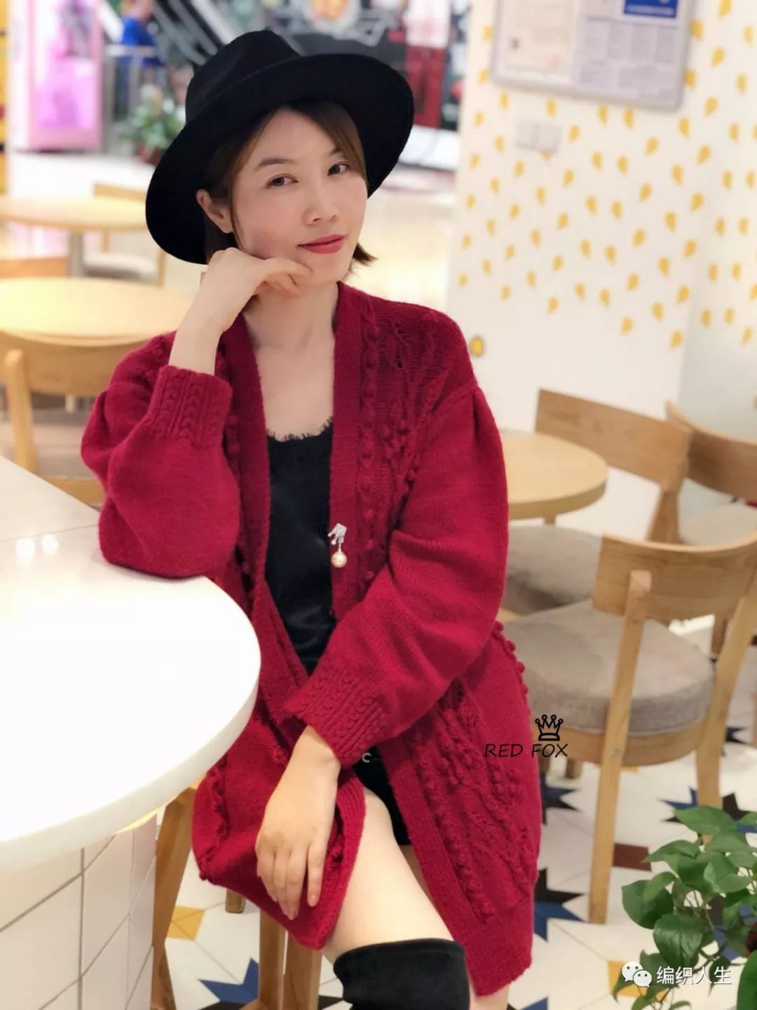 泡泡袖落肩开衫针织衫,樱桃泡泡袖针织开衫