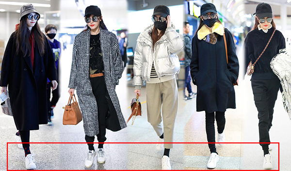 唐嫣你的小白鞋该换换了，同样是配厚外套欧阳娜娜帅哭了