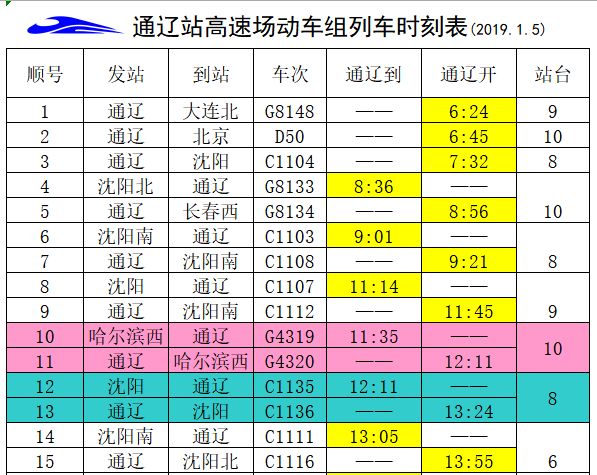 赤峰到通辽的火车站列车时刻表,廊坊到通辽火车站列车时刻表