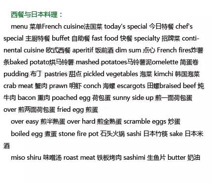 超全各类食物英语翻译,美食的英文翻译集合