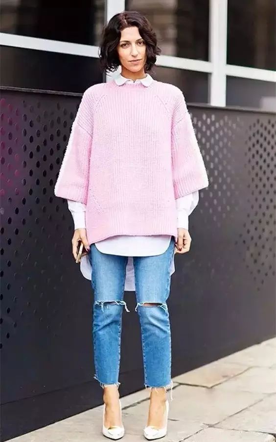 毛衣衬衫最爆表穿搭方法,男生圆领毛衣穿搭衬衫