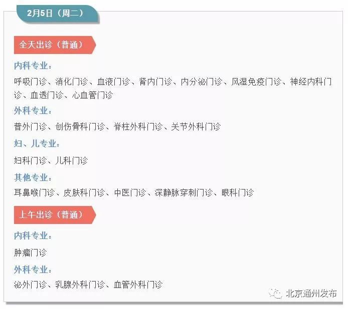 通州6大医院春节期间出诊表来啦！仅供收藏，最好用不上哦~
