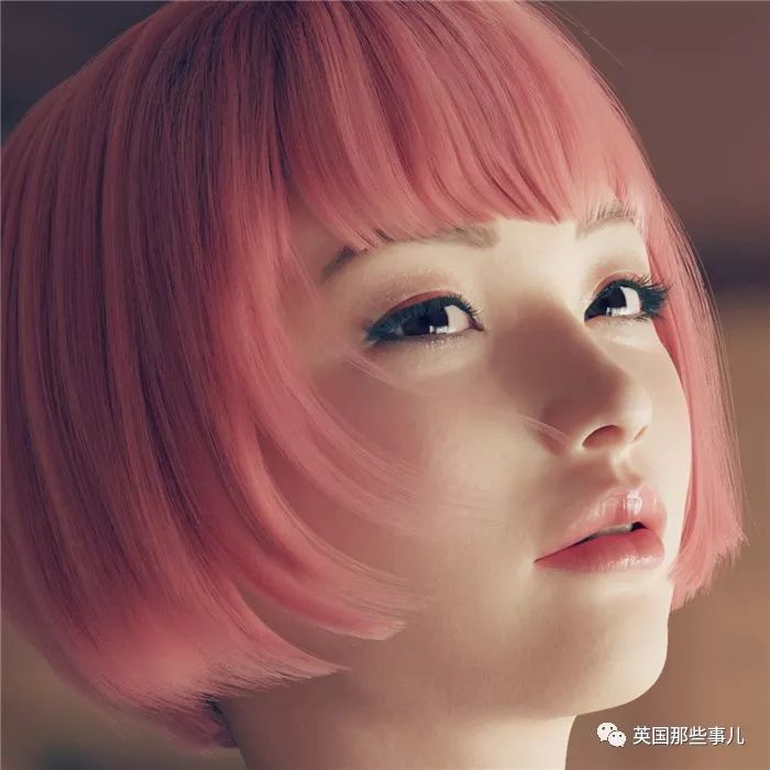 粉红波波头模特,高颜值圆脸中国女性模特