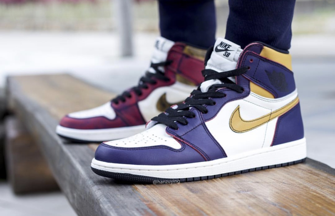 就等发售了！AirJordan1OGxNikeSB“Lakers”上脚细节大赏！