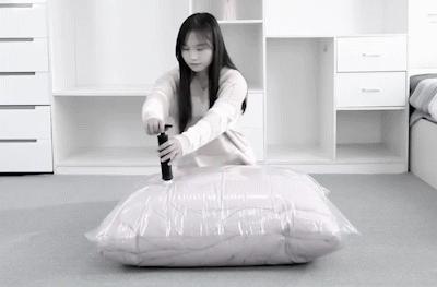 真空压缩袋压缩衣物,不用插电真空收纳压缩袋