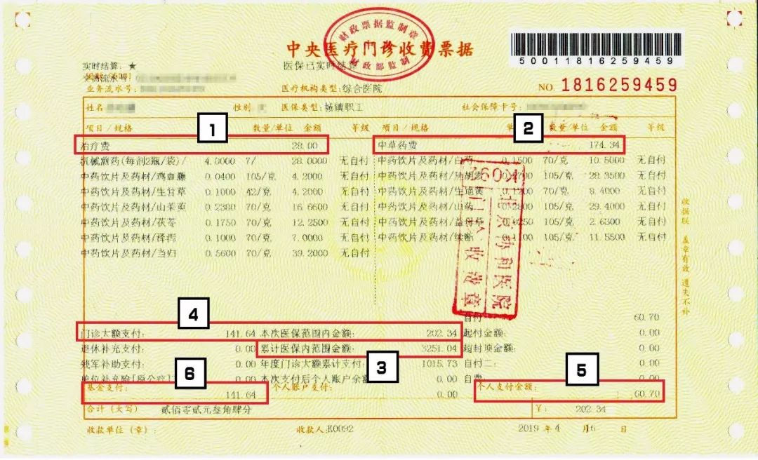 如何看懂医疗门诊收费票据,一图看懂医保报销政策