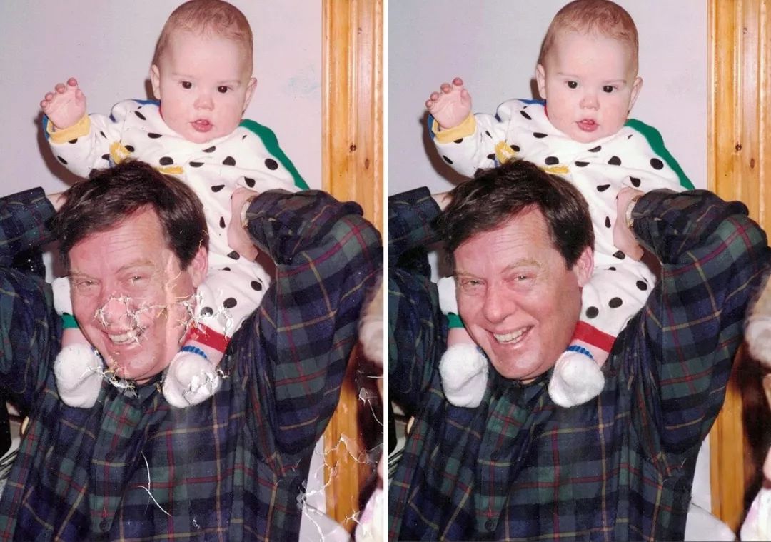 原来的老照片修复一下,修复污损老照片