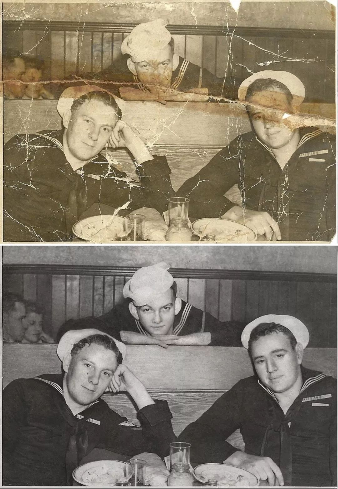 原来的老照片修复一下,修复污损老照片