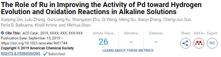 香港科技大学ACSCatal.：Ru为什么能提高Pd基催化剂HER和HOR活性？