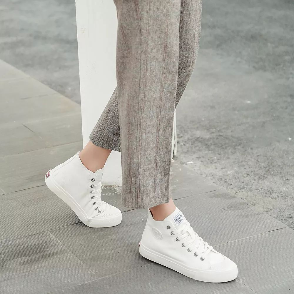 英伦透气帆布鞋,高街超高帮帆布鞋