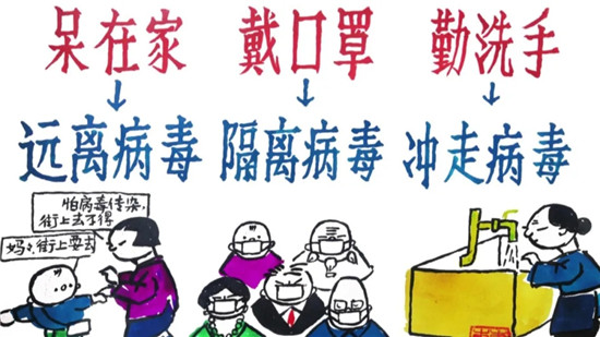 抗击疫情志愿者海报手绘画,防疫老人宣传画