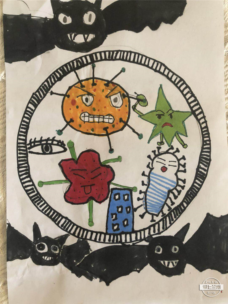 战疫儿童绘画作品500幅,小学生众志成城同心战疫绘画作品