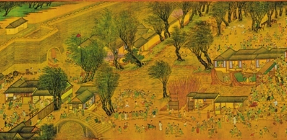 国画清明时节雨纷纷,春半花盛踏青时书法