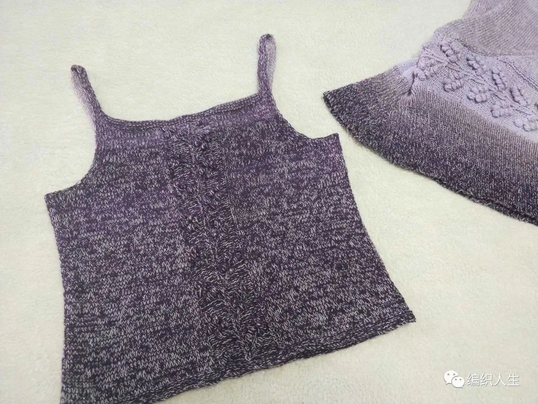 女士棒针圆摆长袖短开衫编织教程,针织吊带开衫两件套条纹绣花