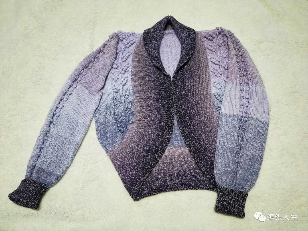 女士棒针圆摆长袖短开衫编织教程,针织吊带开衫两件套条纹绣花