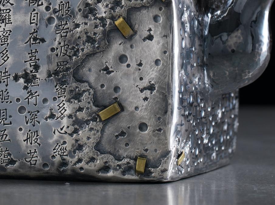 纯银嵌金荷花银壶纯手工泡茶银壶,纯银复古银壶