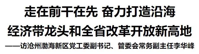 严细深实快▪访谈丨渤海新区：走在前干在先奋力打造沿海经济带龙头和全省改革开放新高地