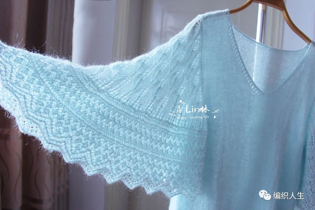 显瘦镂空马海毛毛衣开衫编织教程,马海毛落肩袖开衫编织教程