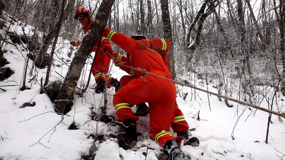 湖北神农架：风雪中的一抹“橙”大山里的护林人
